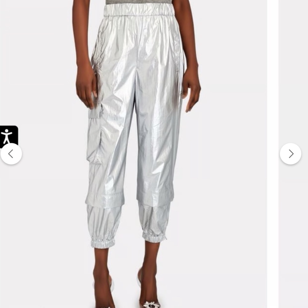 Tibi Metallic Nylon Pull On Wilt Jogger silver |  M